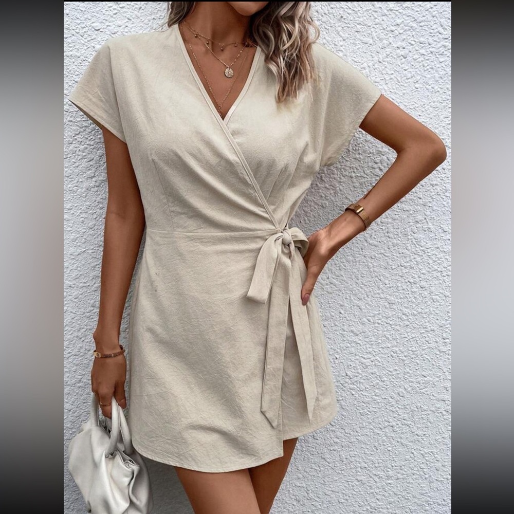NEW LUNE Solid Wrap Knot Side Romper